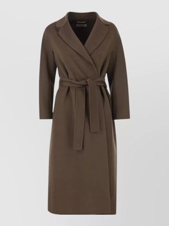 Max Mara long coat belted waist lapel collar
