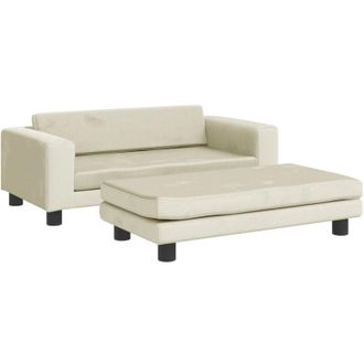vidaXL Sof&aacute; Para Ni&ntilde;os Con Reposapi&eacute;s Terciopelo Crema 100x50x30 Cm Vidaxl