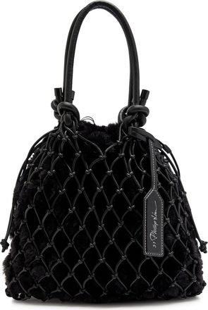 3.1 Phillip Lim Macrame Mini Caged Faur fur Tote - Black - One Size