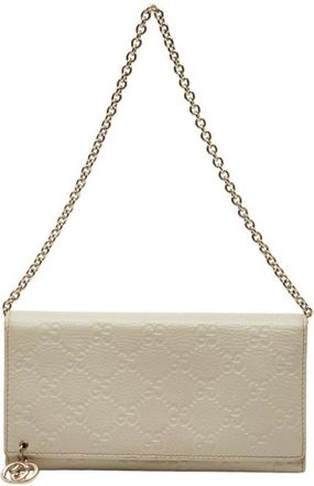 Gucci White Leather Chain/Shoulder Wallet (Pre-Owned)