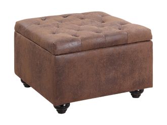 Vente-Unique Vente-unique - Pouf Con Vano In Microfibra Invecchiata Lomai - Marrone