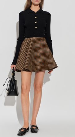 Ganni Plaid Pattern Skirt, Womens, Brown