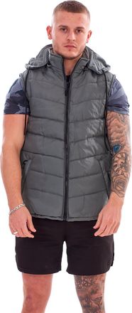 Generic Men Bodywarmer Padded Lined Quilted Sleeveless Hooded Gilet Vest Jacket S to XXL Olive Green