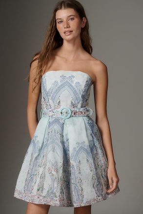 Aqua Blu Australia Indie Belted Linen Strapless Dress