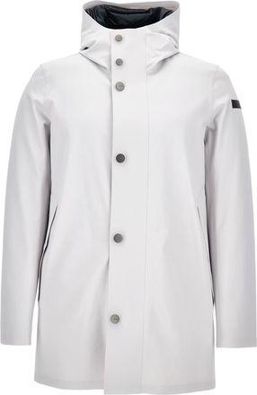 Roberto Ricci Design Waterproof White Parka With Duck Down Padding And Minimalist Design