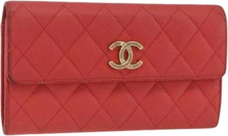 Chanel Pre-owned Lange Portemonnee - Dames - Vintage Accessoires - Roze - ONE Size - Leer - Vintage
