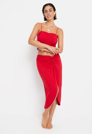 Lascana Spaghettitop LSCN BY LASCANA, Damen, Gr. 38, rot, Jersey, Obermaterial: 95% Viskose, 5% Elasthan, unifarben, figurbetont bauchfrei, eckiger Ausschnitt