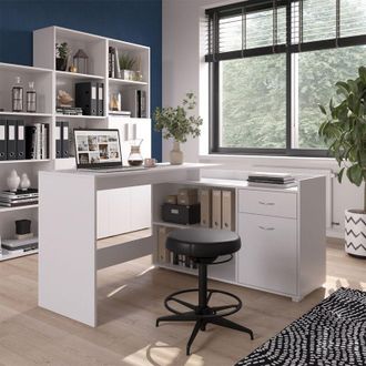 Vicco Escritorio Esquinero Noira, Blanco, 135 X 77 Cm Con Caj&oacute;n, Vicco