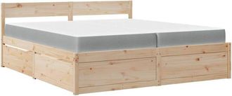 vidaXL Vidaxl - Cama Con Cajones Y Colch&oacute;n Madera Pino Marr&oacute;n Cera 200x200 Cm