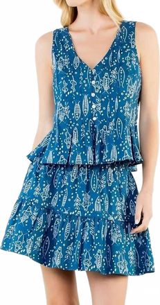 THML Clothing Sleeveless Fish Pattern Top In Blue