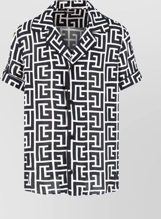 Balmain casual geometric pattern notched collar short sleeves