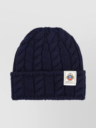 Bally cozy cable knit wool cap with turn-up brim