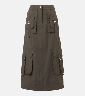 Acne Studios Falda midi en mezcla de algod&oacute;n