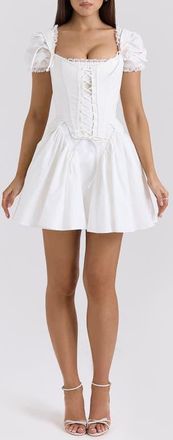 House of CB Lili B Puff Sleeve Minidress in Cloud Dancer at Nordstrom, Size X-Large