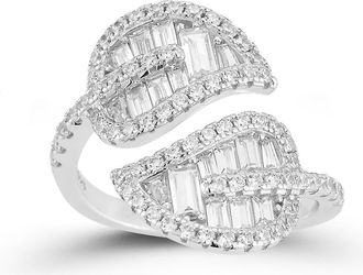 Glaze Jewelry Baguette Leaf Bypass Ring in Silver at Nordstrom Rack, Size 6