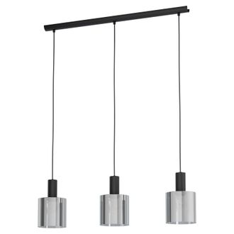 Loops Pendant Ceiling Light Black Shade Black Transparent Glass Vaporized E27 3x40W