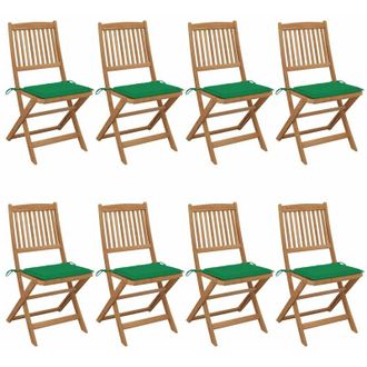 vidaXL Sillas De Jard&iacute;n Plegables 8 Pc Con Almohadillas Masivas