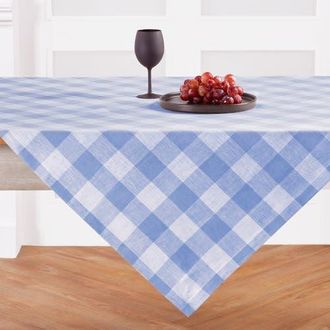 Solino Home Linen Table Throw - Buffalo Check, 52 x 52, 52 x 52 in Hydrangea Blue at Nordstrom, Size Small