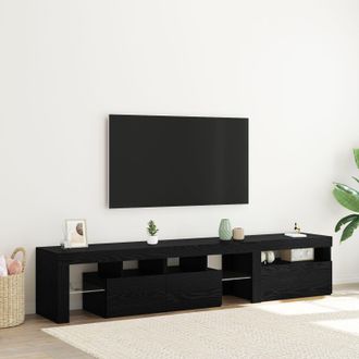 Berkfield Home TV Cabinets 2 pcs with LED Lights Black Oak Engineered Wood