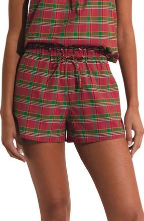 Etam Vagabonde Plaid Cotton Sleep Shorts in Fuchsia at Nordstrom, Size X-Small