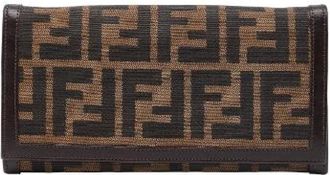 Fendi Pre-owned Wallets, female, Brown, Size: ONE SIZE Pre-owned Zucca Canvas Long Wallet