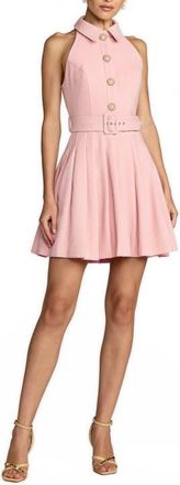 Mac Duggal Boucle Sleeveless Button Up Pleated Mini Dress in Blush at Nordstrom, Size 12