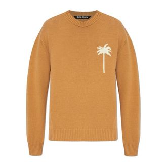 Palm Angels Truien & Vesten, Heren, Bruin, S, Katoen, Trui met Palmpatroon