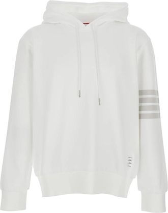 Thom Browne Solid Loopback 4-Bar Hoodie - Heren - Hoodies - Wit - L - Katoen - Hoodies & sweatvesten