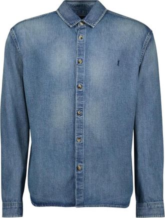 Saint Laurent Denim Cassandre Shirt - Heren - Spijkeroverhemden - Blauw - L - Denim - Overhemden