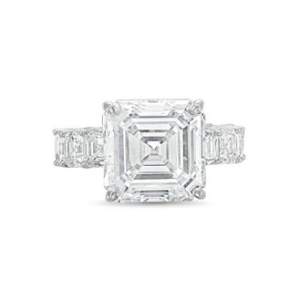Diana M. Jewels Platinum Lab grown 15ct Asscher Cut Diamond Ring with Asscher Eternity Band