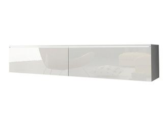 Mirjan24 Mobilier1 - Mueble Tv Sarasota 120, Blanco + Blanco Brillante, N&uacute;mero De Puertas: 0, N&uacute;mero De Cajones: 0, 140x30x33cm