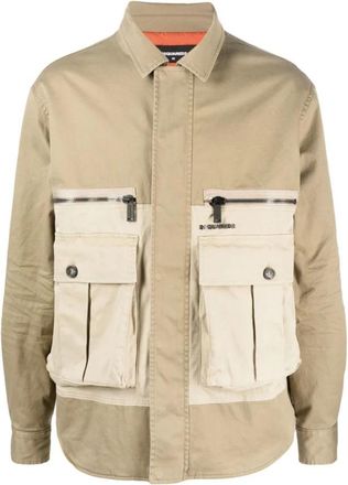 Dsquared2 Flap Pocket Padded Coach Jacket - Heren - Zomerjassen - Beige - L - Katoen - Jassen
