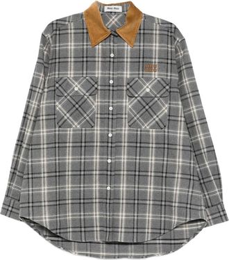 Miu Miu Corduroy-collar Flannel Shirt