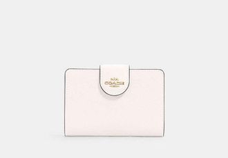 Coach Medium Corner Zip Wallet in White | Leather