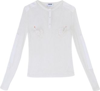 Moschino Maglia Rete Oche - Dames - Longsleeves - Wit - S - Katoen - Tops