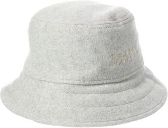 Isabel Marant Giorgia Wool Felt Logo Bucket Hat - Dames - Hoeden - Grijs - 57 CM - Wol - Accessoires