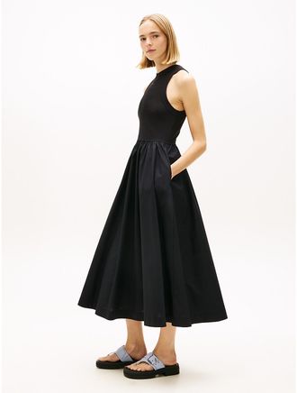 Tommy Hilfiger Womens Tommy Jeans Mixed-Media Tank Dress - Black - XS