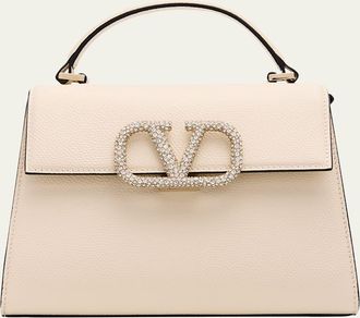 Valentino Garavani Vsling Small Leather Top-Handle Bag with Jewel VLogo