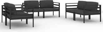 vidaXL Set Muebles De Jard&iacute;n 6 Pzas Y Cojines Aluminio Gris Antracita Vidaxl