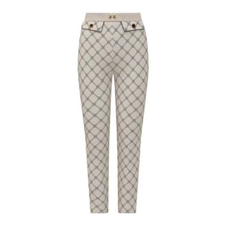 Elisabetta Franchi Skinny Trousers, female, Beige, Size: XS Pas7151E2 Skinny Trousers