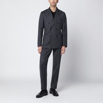 Santaniello Grey Pinstripe Double Breasted Wool Suit