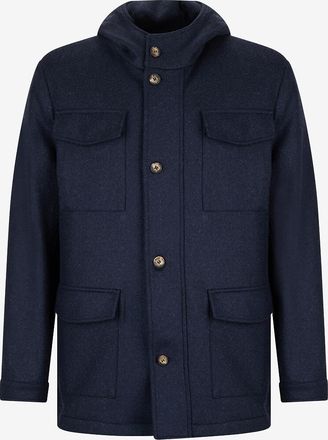 Giampaolo Mittellanger Wollmantel mit Knopfkragen