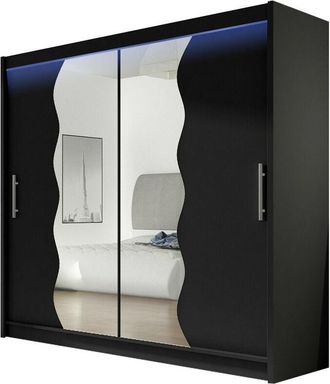 Mirjan24 Mobilier1 - Armario Closico 125, Negro, 215x180x57cm, Puertas De Armario: Correderas, N&uacute;mero De Estantes: 0, Led