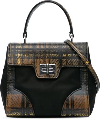 Prada Pre-owned Womens Plaid Pattern Handbag - Black Textile - One Size