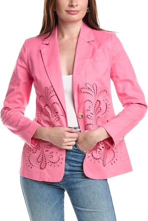 T Tahari Embroidered Linen-Blend Jacket