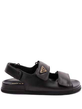 Prada Touch-Strap Leather Sandals Shoes