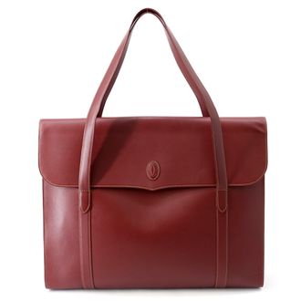 Cartier Must Bordeaux Leather Handbag Tote Bag (Pre-Owned)