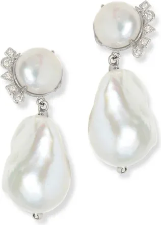 Anzie Cl&eacute;o Baroque Pearl Drop Earrings in Silver at Nordstrom