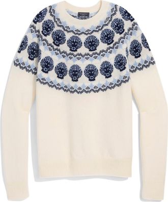 Vineyard Vines Fair Isle Cotton Crewneck Sweater in Marshmallow at Nordstrom, Size Xx-Small