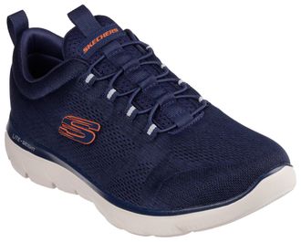 Skechers Slip-On Sneaker SKECHERS SUMMITS, Herren, Gr. 47,5, orange (navy, orange), Textil, Schuhe Slip-On Sneaker, Freizeitschuh, Slipper, Komfortschuh mit el